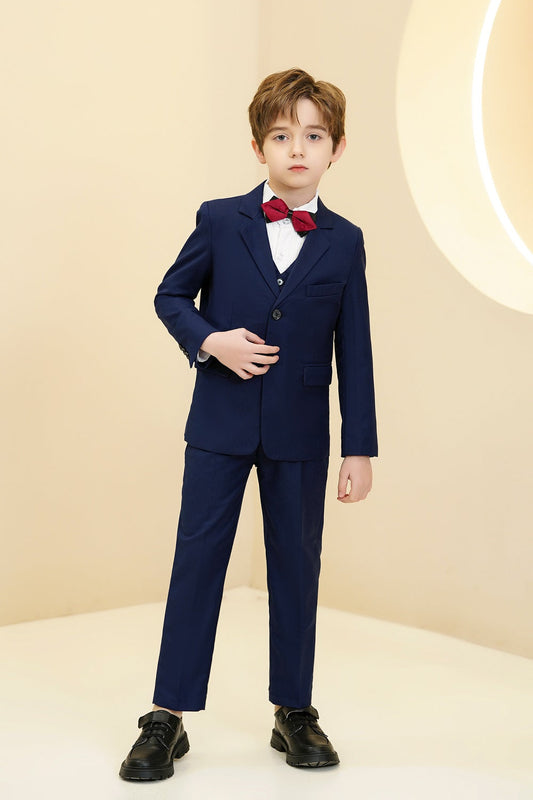 Navy Kid Formal Classic 5 Piece Boys Suits Yuanlu