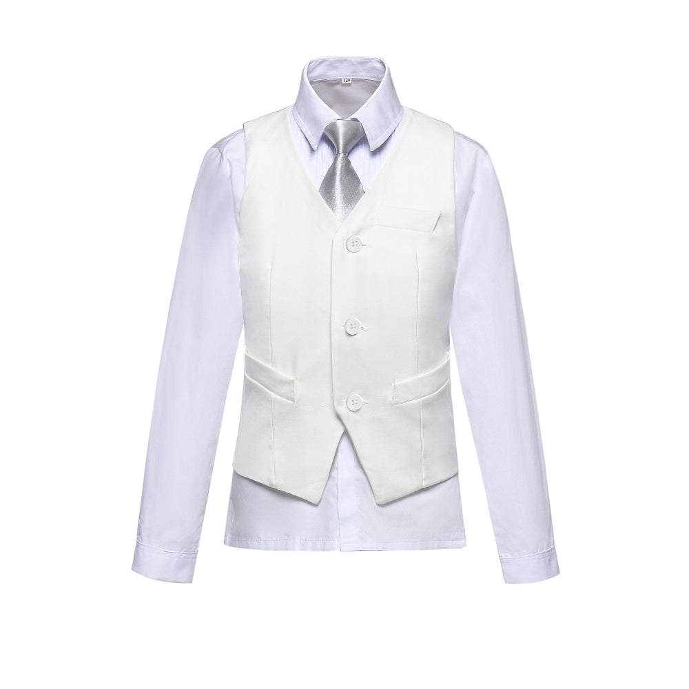 White Tuxedo 5 Piece Boys Suits Yuanlu