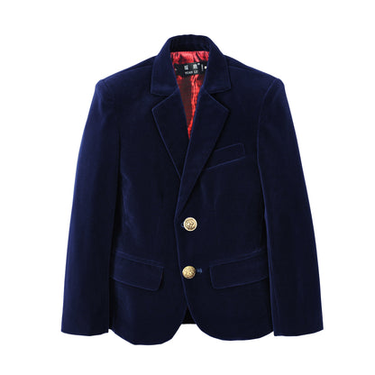 Navy Velvet 3 Piece Boy's Formal Boys Suits With Jacket Vest Pants Yuanlu