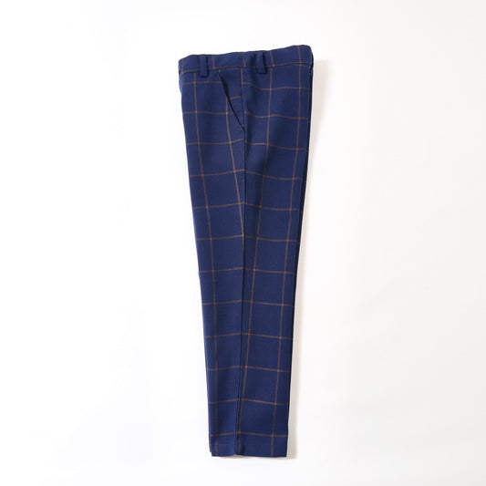 Blue Plaid High Quality Formal Boys Dresswear Pants Yuanlu