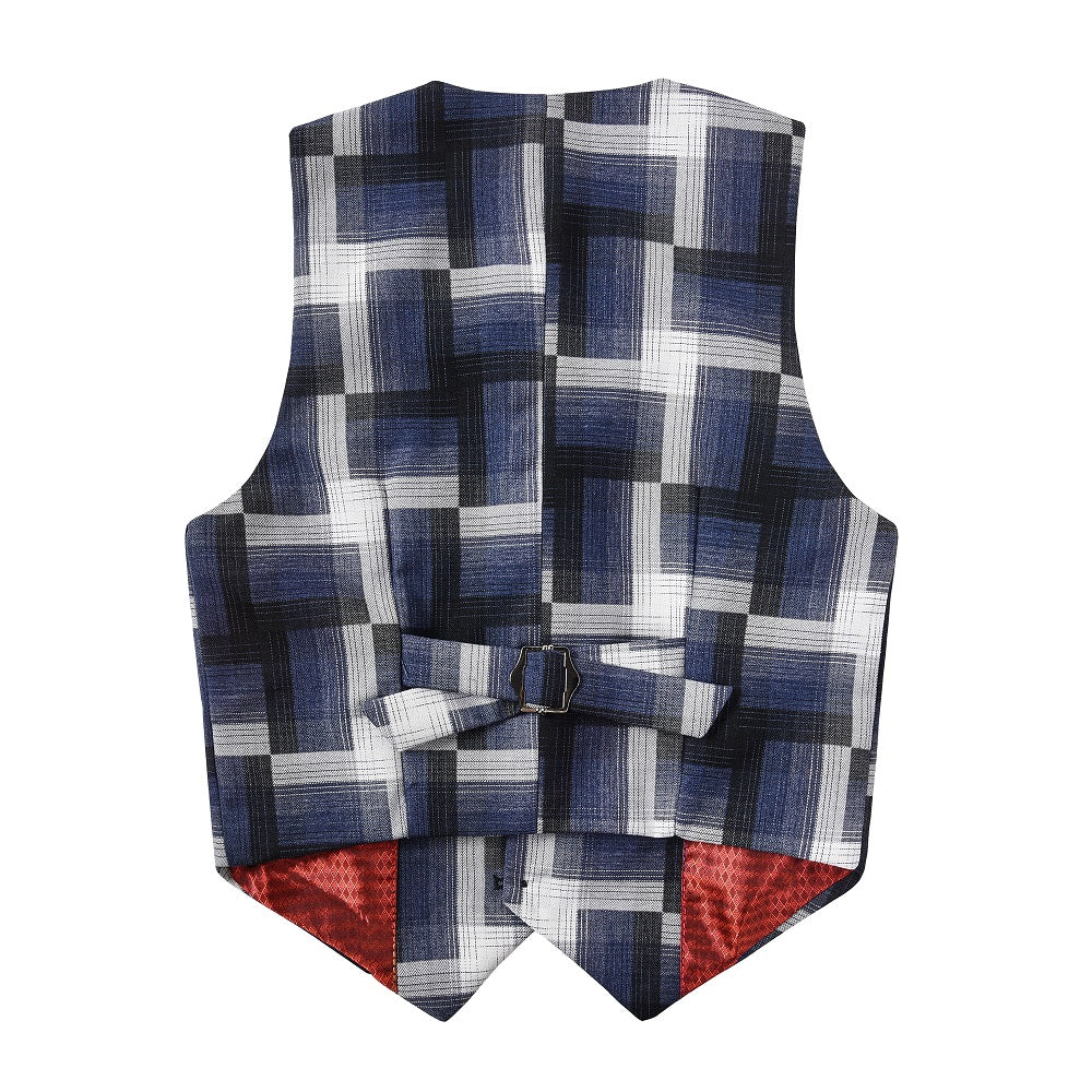 Black and Grey Plaid Banquet 5 Piece Boys Suits Yuanlu