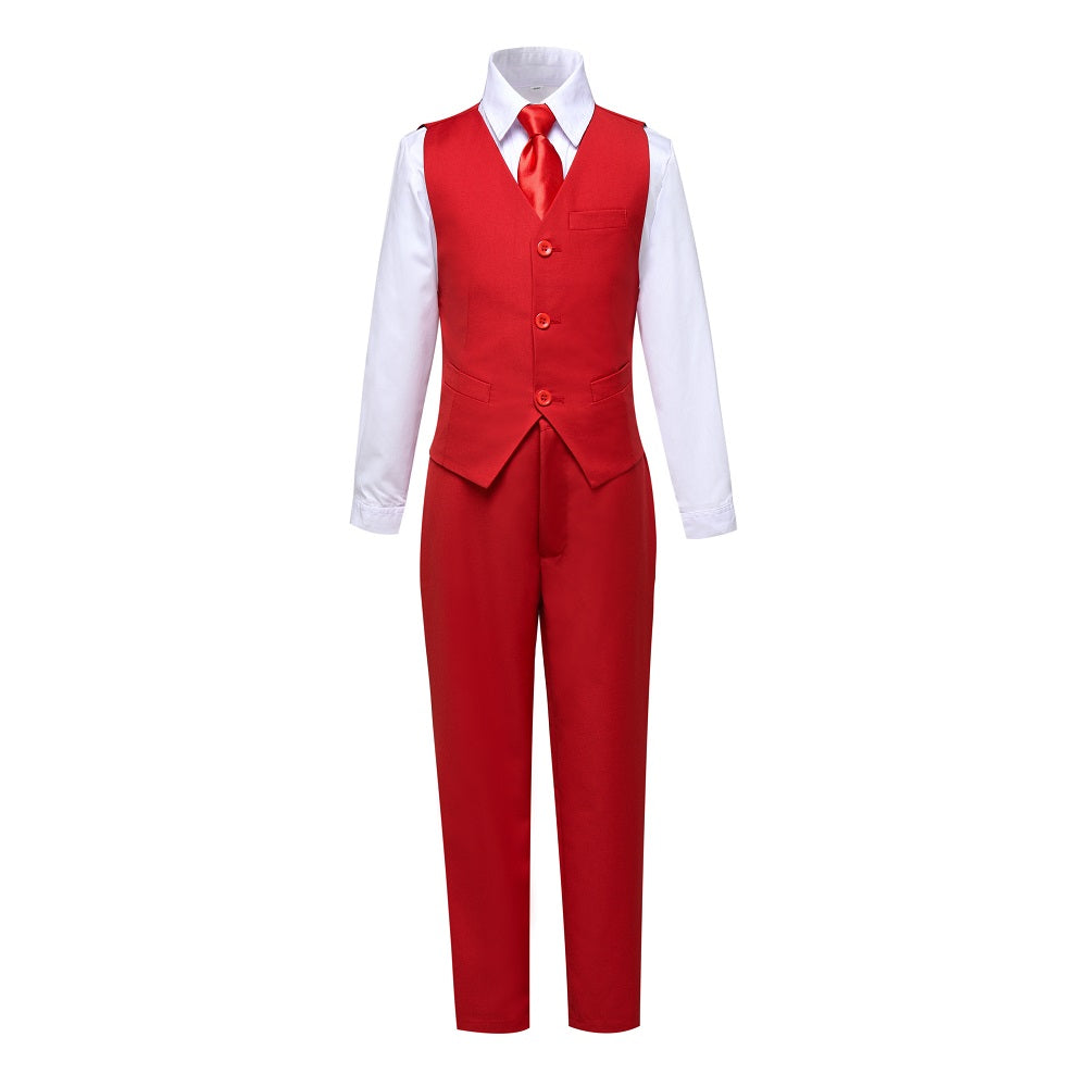 Red Kid Boys Formal Classic Suits Set 5 Piece Boys Suits Yuanlu