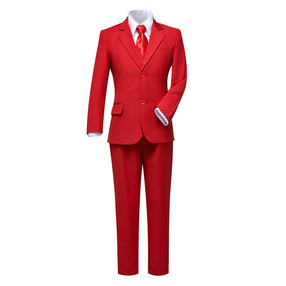 Red Kid Boys Formal Classic Suits Set 5 Piece Boys Suits Yuanlu