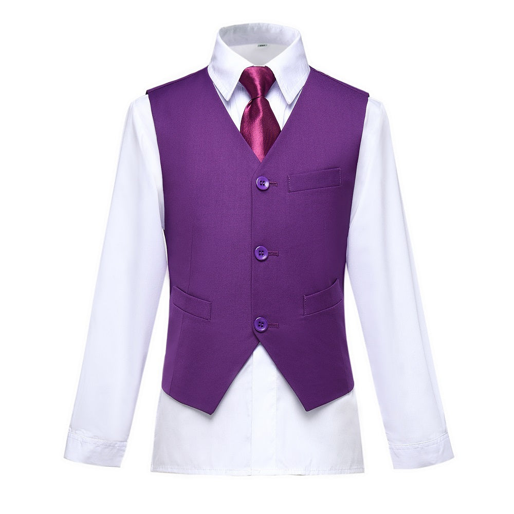 Purple Kid Boys Classic 5 Piece Boys Suits Yuanlu