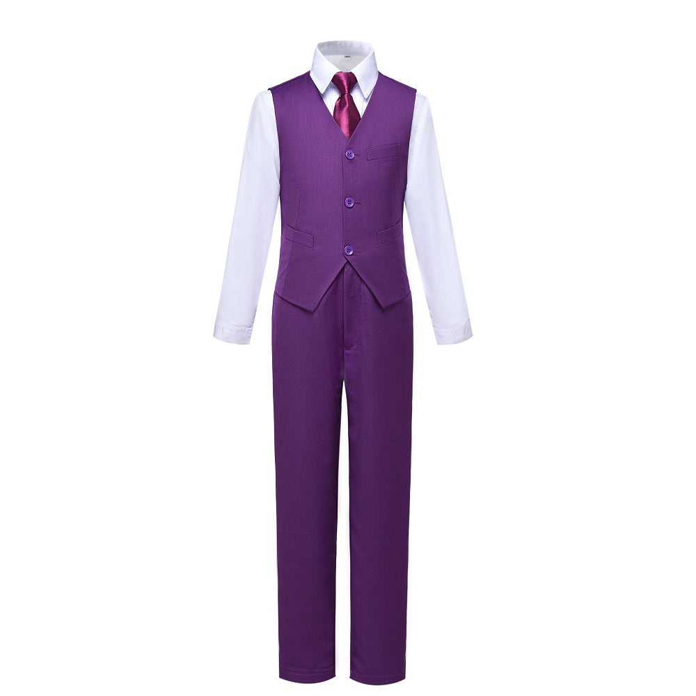 Purple Kid Boys Classic 5 Piece Boys Suits Yuanlu