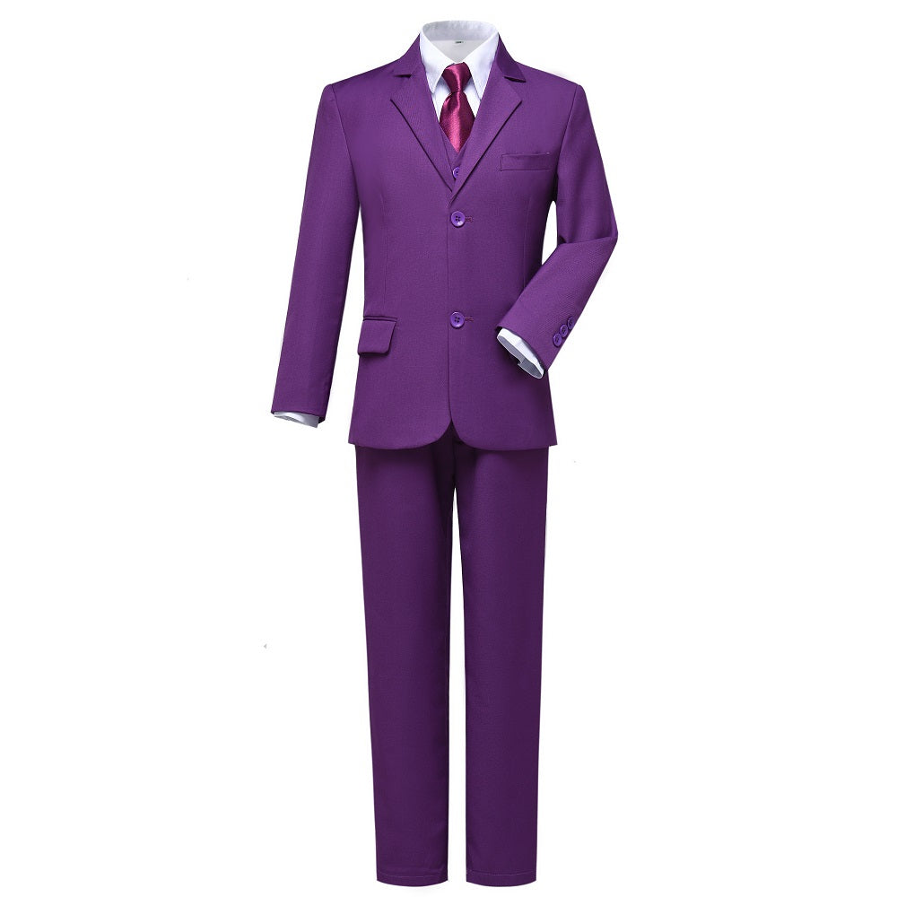 Purple Kid Boys Classic 5 Piece Boys Suits Yuanlu