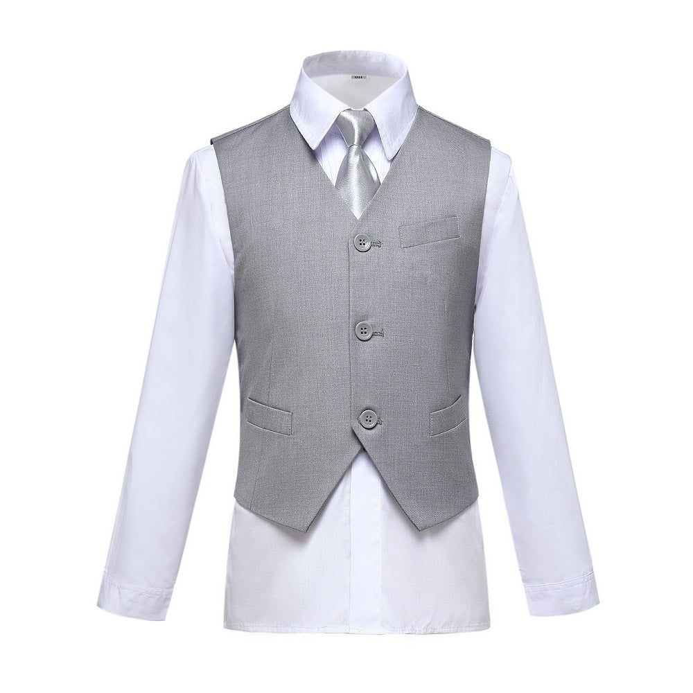 Light Grey Formal Classic 5 Piece Boys Suits Yuanlu