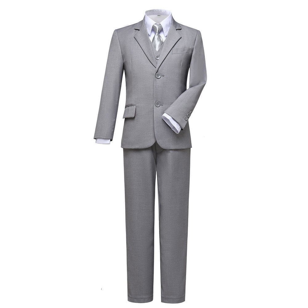 Light Grey Formal Classic Suits Set 5 Piece Boys Suits Yuanlu