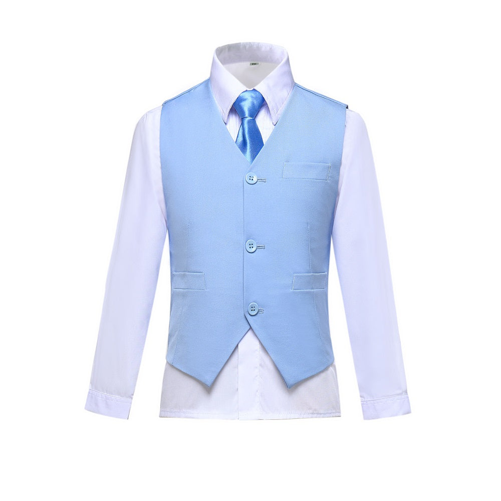 Light Blue Kid Boys Classic 5 Piece Boys Suits Yuanlu