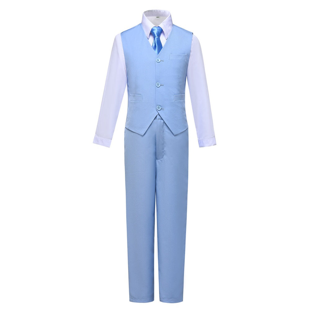 Light Blue Kid Boys Classic 5 Piece Boys Suits Yuanlu