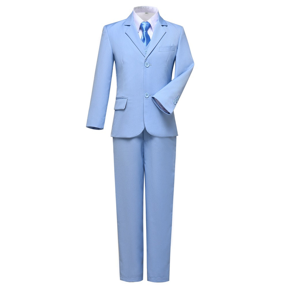 Light Blue Kid Boys Classic 5 Piece Boys Suits Yuanlu