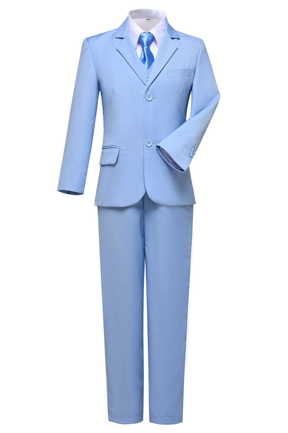 Light Blue 3 Piece Kids Boys' Formal Fit Blazer Vest and Pants Dress Suits Set Yuanlu