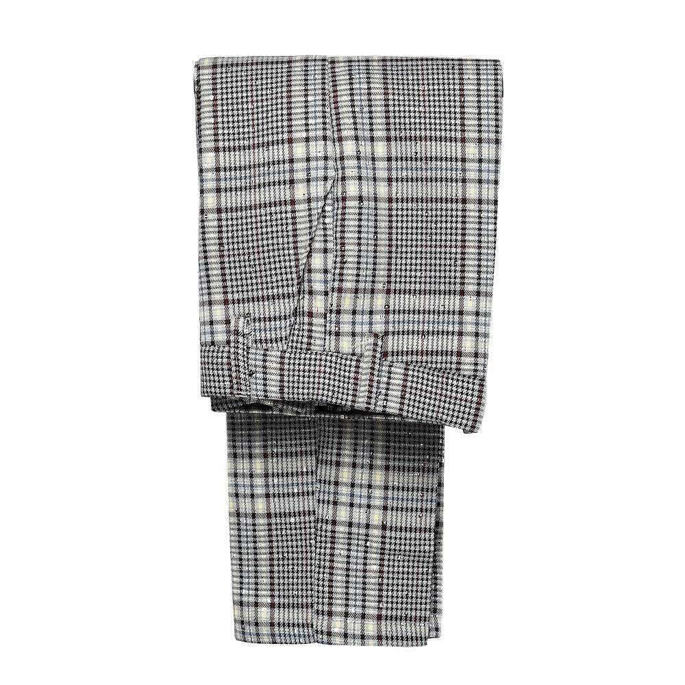 Grey and White Plaid Elegant Formal 5 Piece Boys Suits Yuanlu