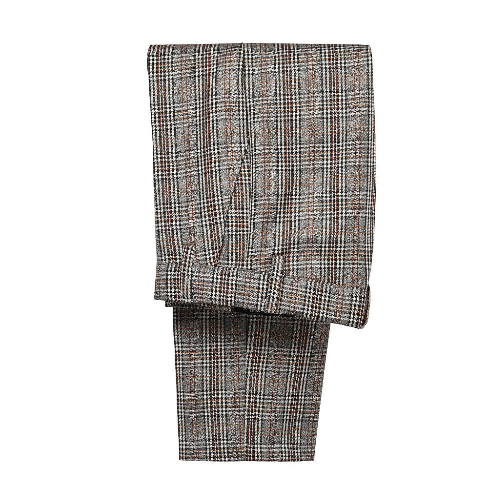 Grey and Brown Plaid Elegant Formal 5 Piece Boys Suits Yuanlu