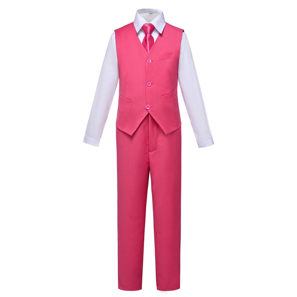 Pink Kid Boys Formal Classic Suits Set 5 Piece Boys Suits Yuanlu