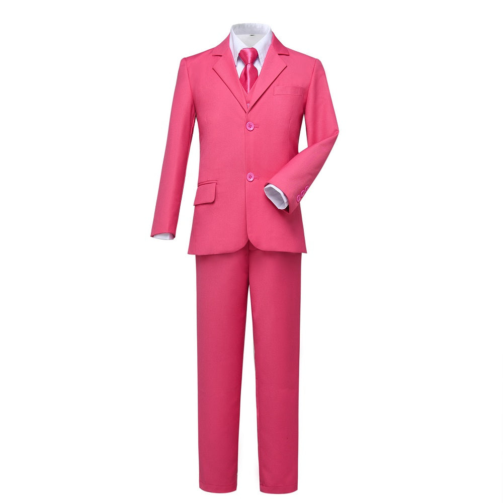 Pink Kid Boys Formal Classic Suits Set 5 Piece Boys Suits Yuanlu