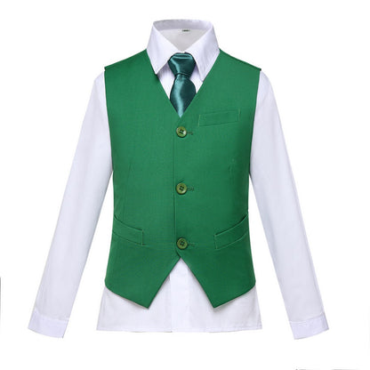 Green 4 Piece Boy's Formal Suits With Vest+Pants+Shirt+Tie Yuanlu