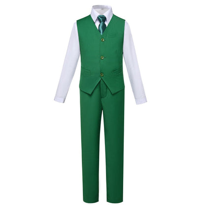 Green 4 Piece Boy's Formal Suits With Vest+Pants+Shirt+Tie Yuanlu