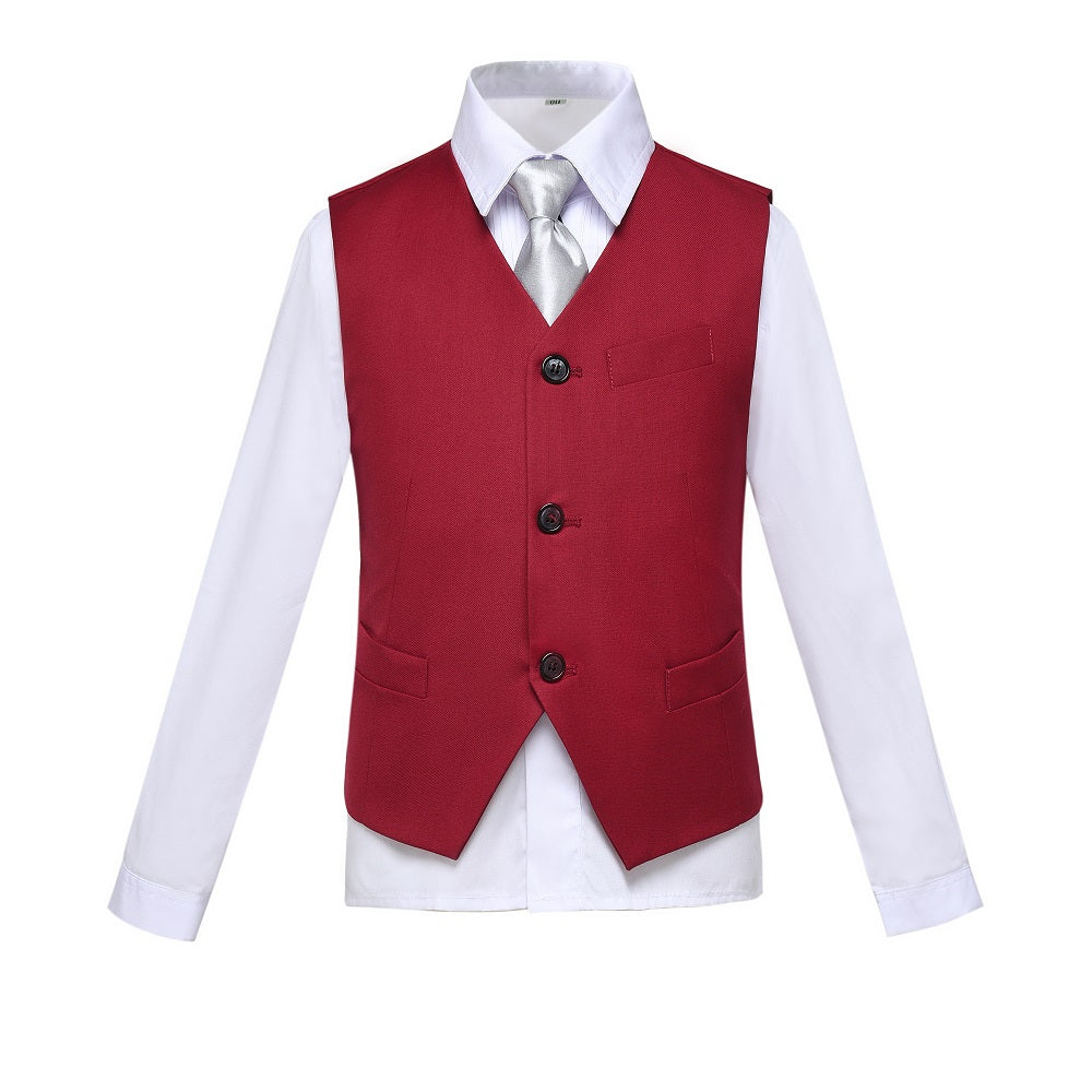 Wedding Burgundy 3 Buttons Boys Girls Fully Lined Formal Suit Vest Yuanlu