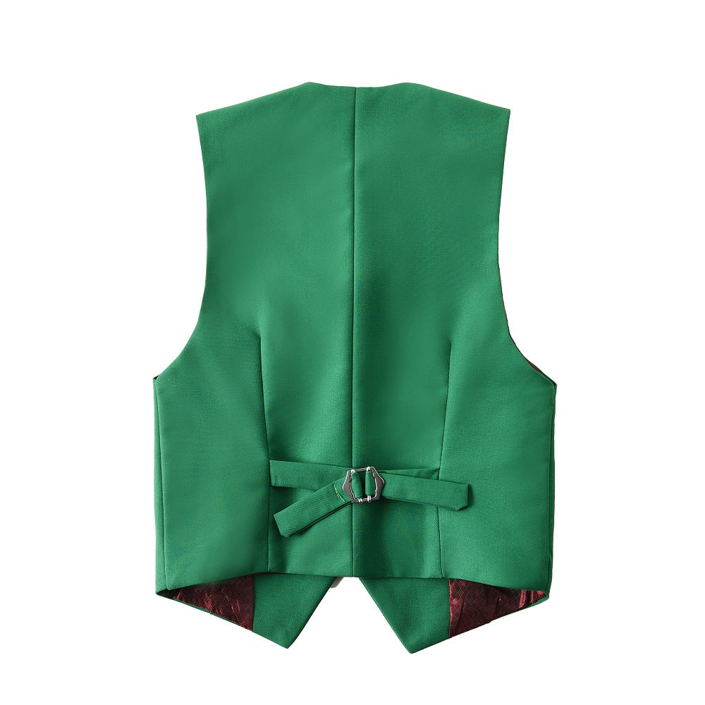 Green 3 Buttons Boys Girls Fully Lined Formal Suit Vest Yuanlu