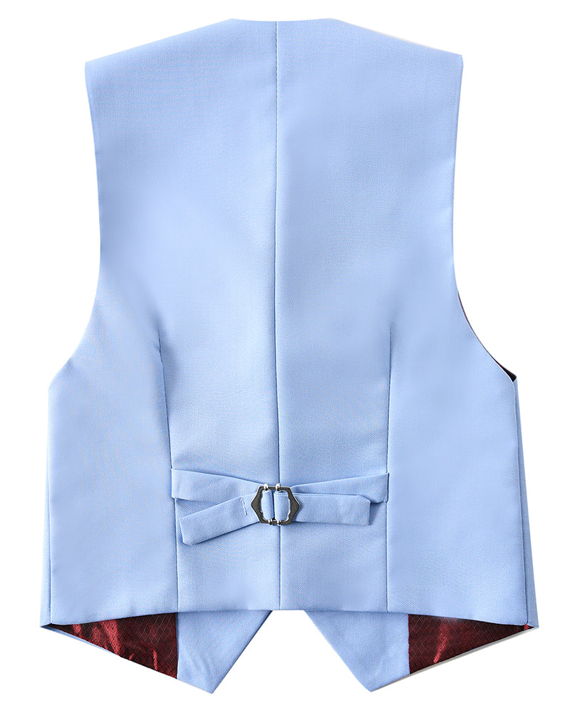 Light Blue 4 Piece Boys' Formal Suit Set with Vest Pants Dress Shirt and Tie BS42 sailishahan