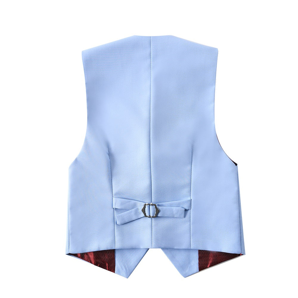 Light Blue 3 Piece Kids Boys' Formal Fit Blazer Vest and Pants Dress Suits Set Yuanlu