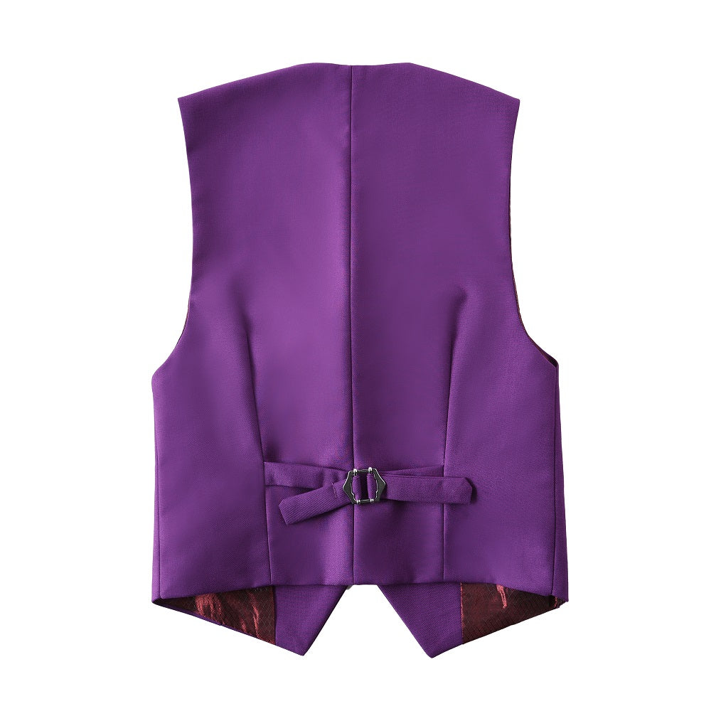 Purple Formal Classic 4 Piece Boy's Formal Suits With Vest+Pants+Shirt+Tie Yuanlu