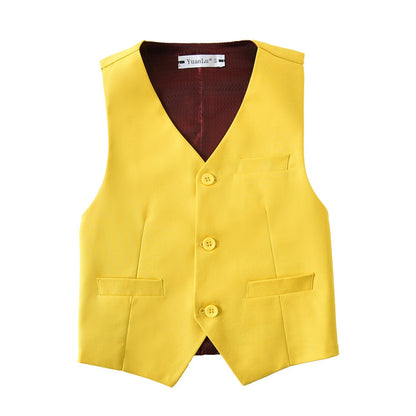 Yellow 2 Piece Kids Boys' Vest and Pants Dress Suits Set Yuanlu