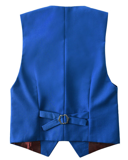 Royal Blue 4 Piece Boys' Formal Suit Set with Vest Pants Dress Shirt and Tie BS48 sailishahan