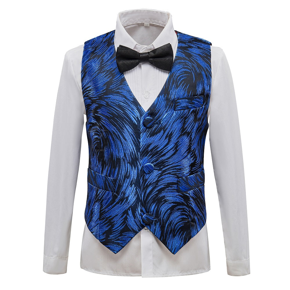 Blue Unique Patterned Party 5 Piece Boys Suits Yuanlu