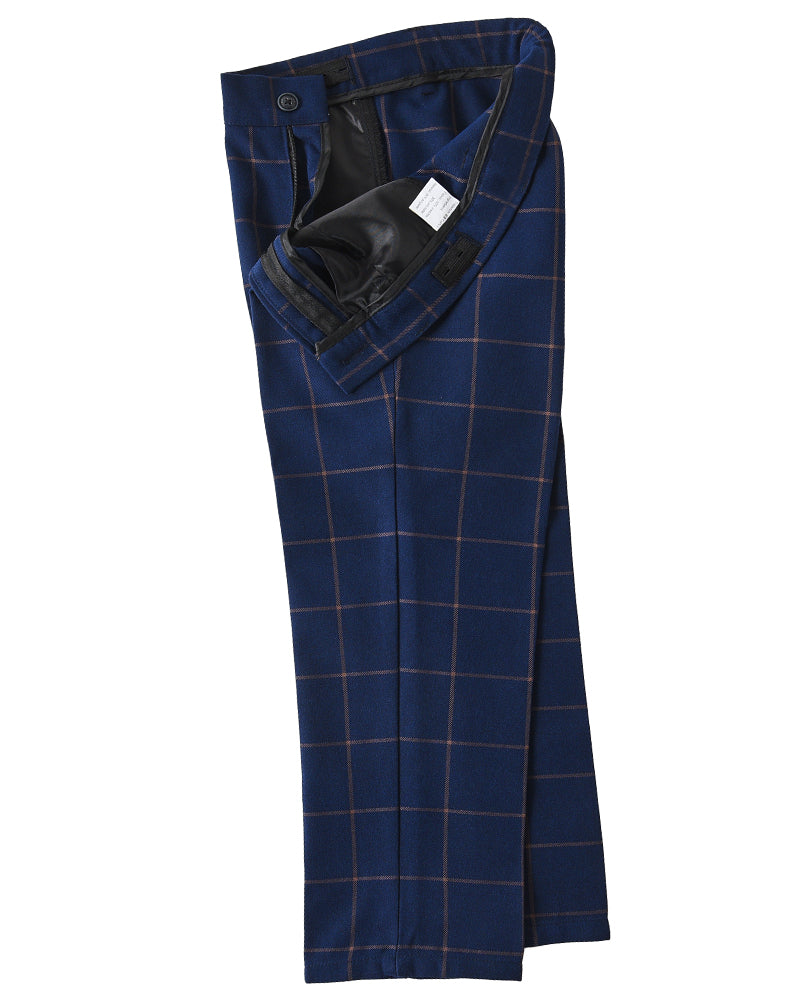 Plaid Blue 4 Piece Boys' Formal Suit Set with Vest Pants Dress Shirt and Tie BS44 sailishahan