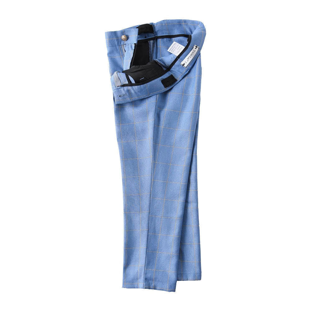 Light Blue Plaid High Quality Formal Boys Dresswear Pants Yuanlu