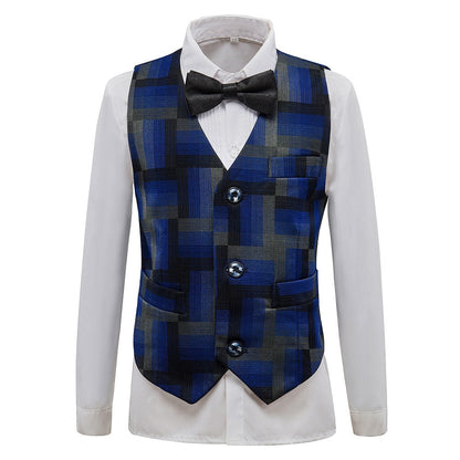 Blue Unique Patterned Banquet 5 Piece Boys Suits Yuanlu