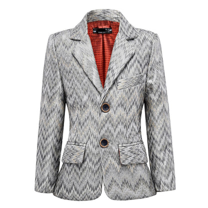 Grey Unique Patterned Party Banquet 5 Piece Boys Suits Yuanlu