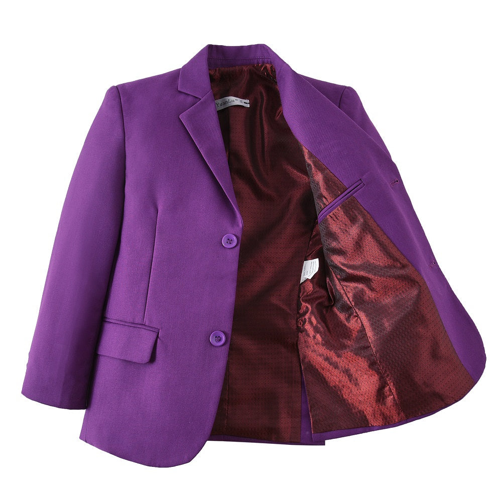 Purple Kid Boys Classic 5 Piece Boys Suits Yuanlu