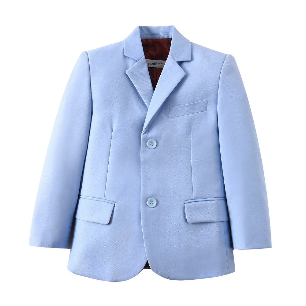 Light Blue 3 Piece Kids Boys' Formal Fit Blazer Vest and Pants Dress Suits Set Yuanlu