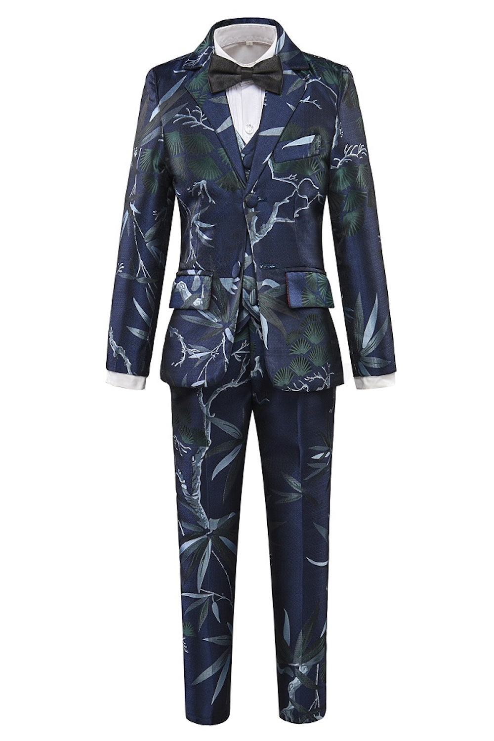 Blue Unique Patterned Party Banquet 5 Piece Boys Suits Yuanlu