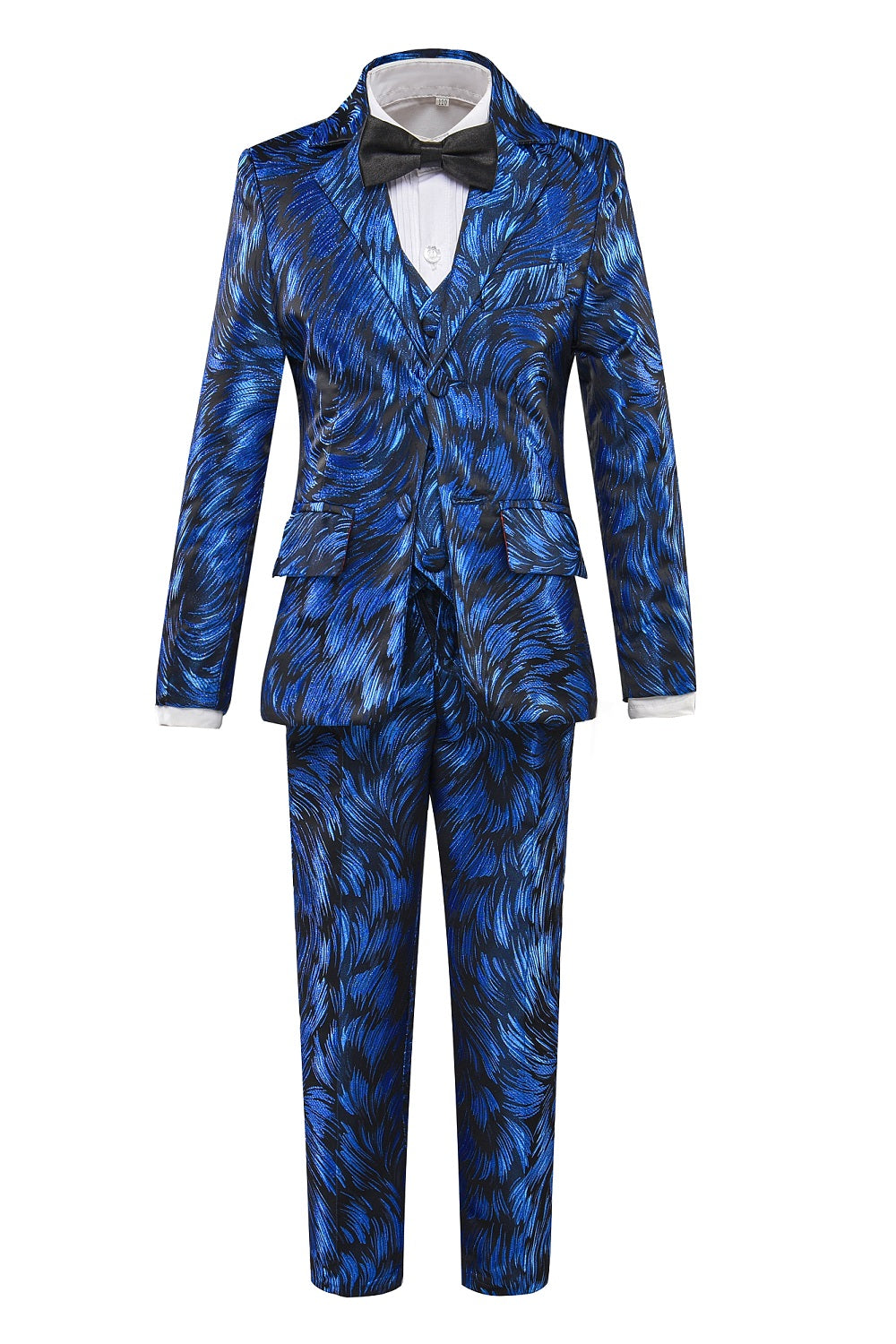 Blue Unique Patterned Party 5 Piece Boys Suits Yuanlu