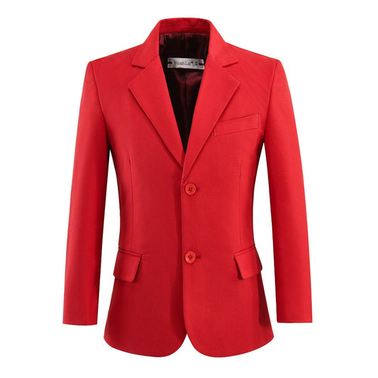 Red Boys Formal Blazer, Elegant School Jacket Yuanlu