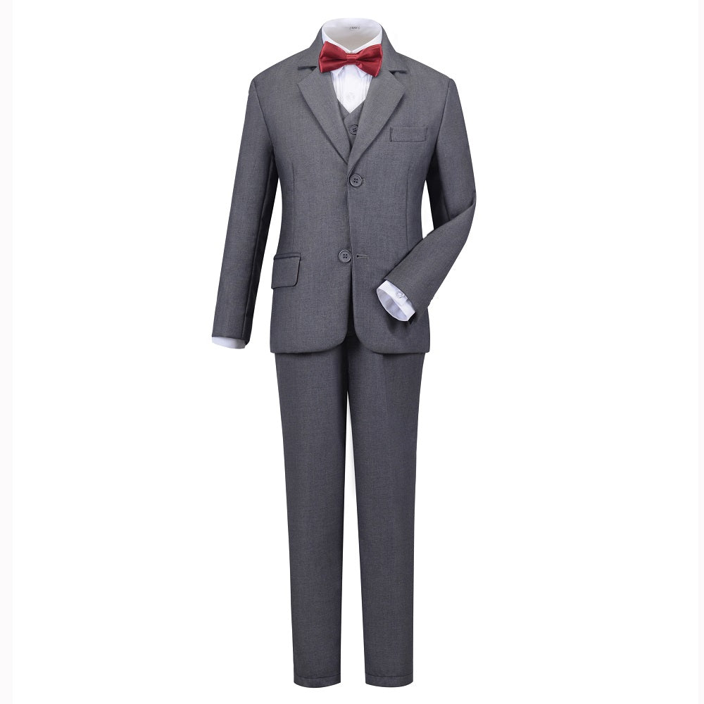 Grey Formal Classic 5 Piece Boys Suits Yuanlu