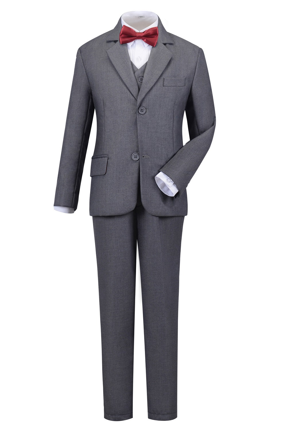 Grey 3 Piece Kids Boys' Formal Fit Blazer Vest and Pants Dress Suits Set Yuanlu