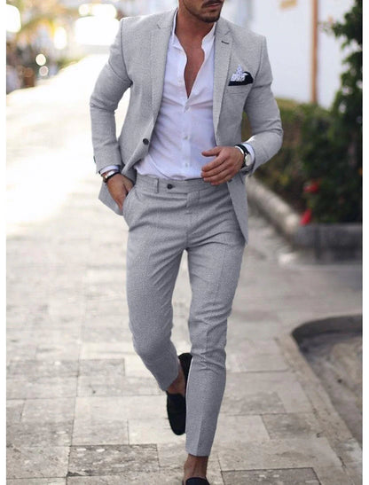 Men's Linen Suits Summer Beach Wedding Suits 2 Piece Suits Tailored Fit 2024 Lycody