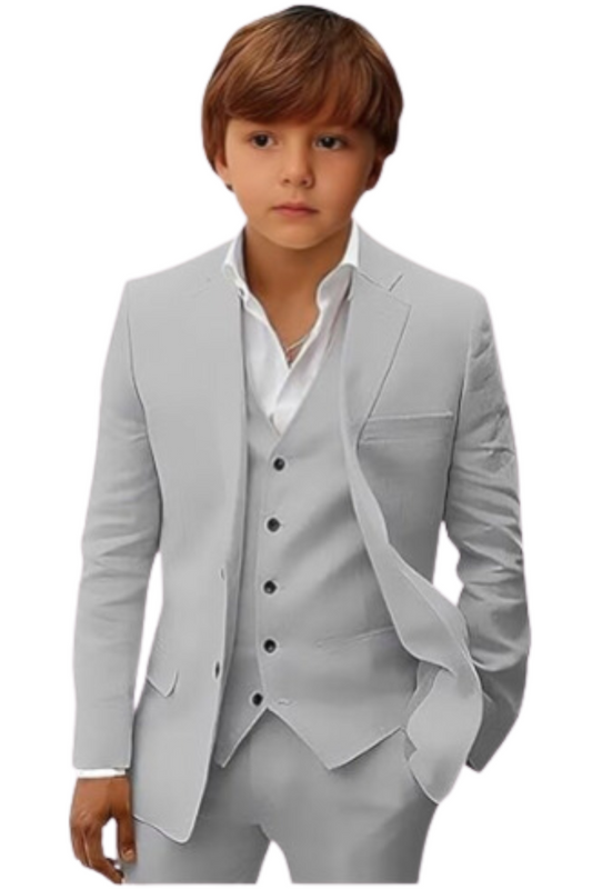 Boys Linen Suit Slim Fit 3 Piece Summer Beach Linen Suit for Boys Formal Wedding Outfit Lycody