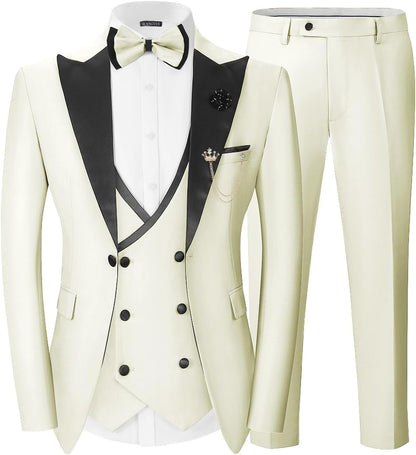 Men's Double Breasted Slim Fit 3 Piece Men's Suit Tuexdo