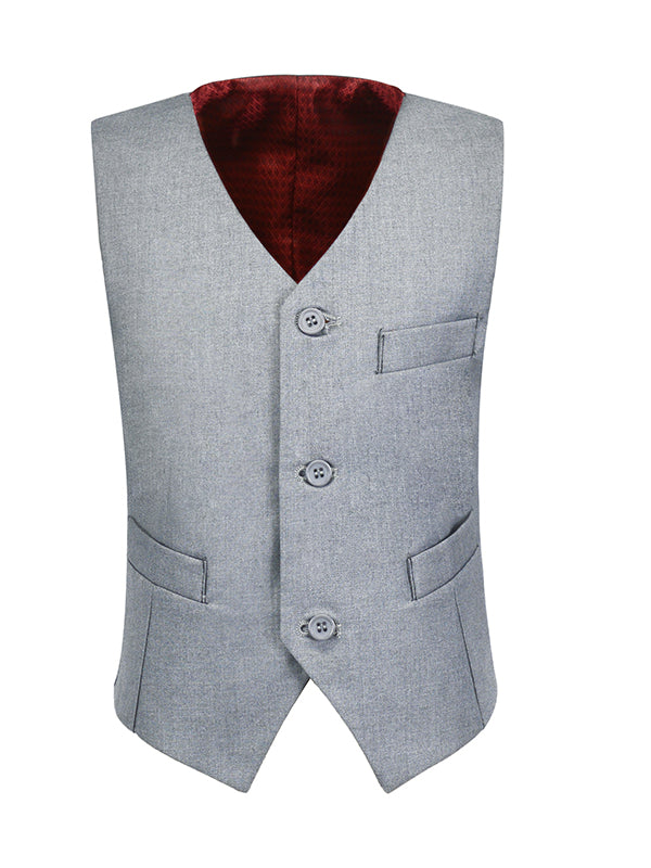 Light Gray 3 Buttons Boys Girls Fully Lined Formal Suit Vest Yuanlu