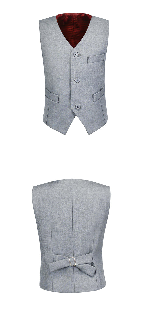 Light Gray 3 Buttons Boys Girls Fully Lined Formal Suit Vest Yuanlu