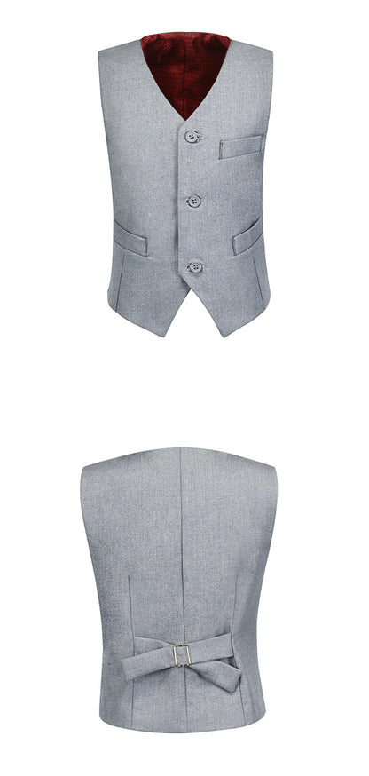 Light Gray 3 Buttons Boys Girls Fully Lined Formal Suit Vest Yuanlu