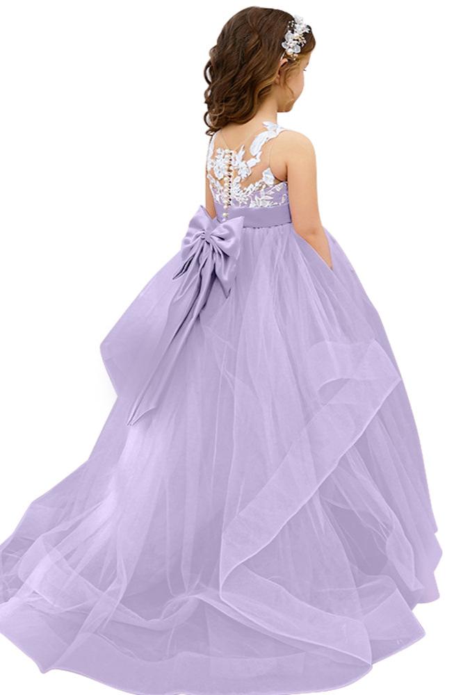 Lace Applique Tulle Flower Girl Dress for Wedding Bridesmaid First Communion Dresses Princess Pageant Party Gown FLC00423 (MORE COLORS+) Lycody