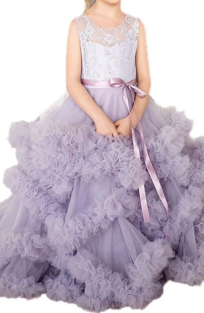 Flower Girl Dresses for Wedding Lace Puffy Pleated Tulle Pageant Princess Gown FLC00429 (MORE COLORS) Lycody