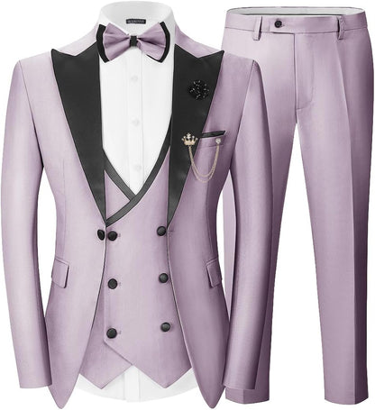 Men's Double Breasted Slim Fit 3 Piece Men's Suit Tuexdo